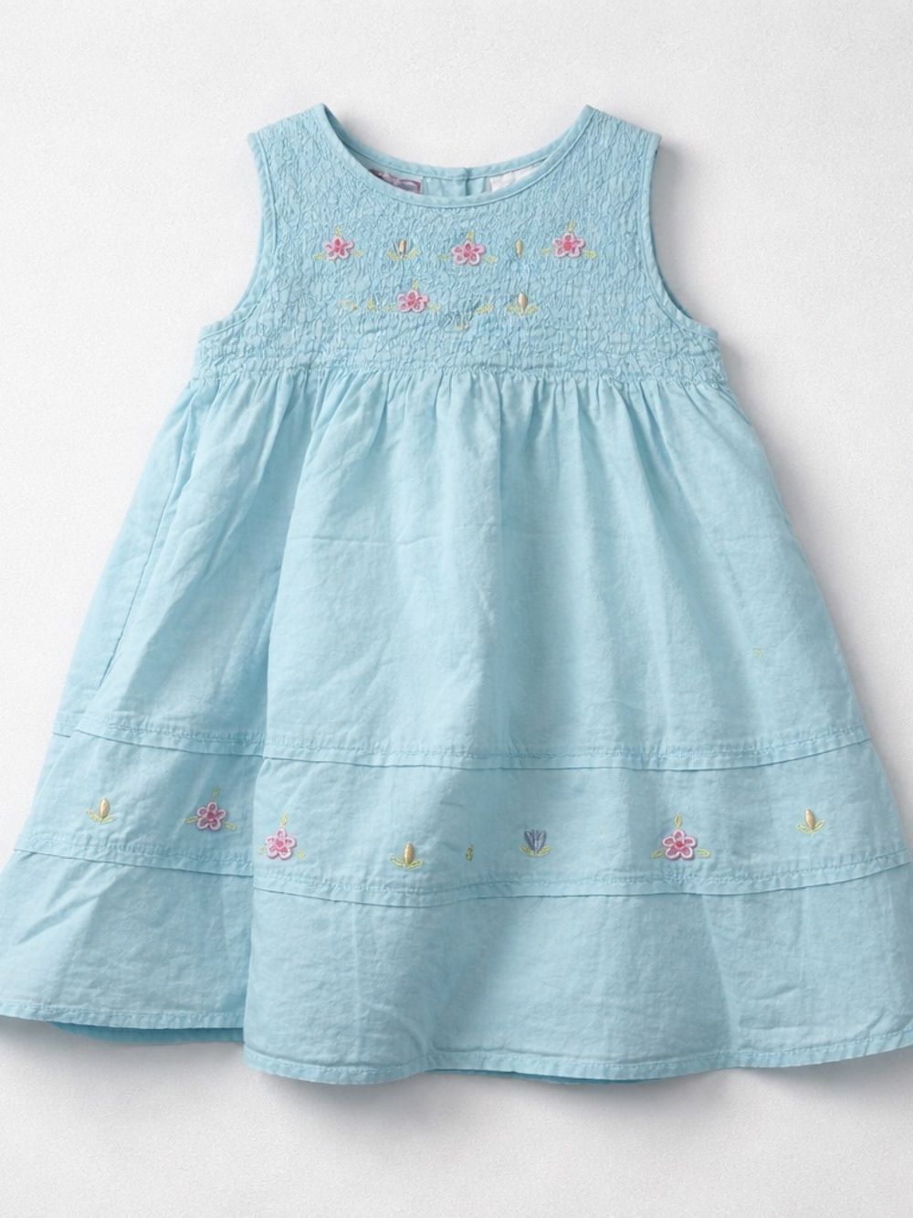 Baby Togs blue smocked embroidered cotton dress size 2T